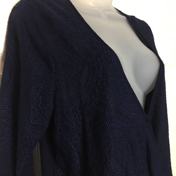 Flowers of Romance Embroidered Navy Faux Wrap Top - Picture 4 of 8